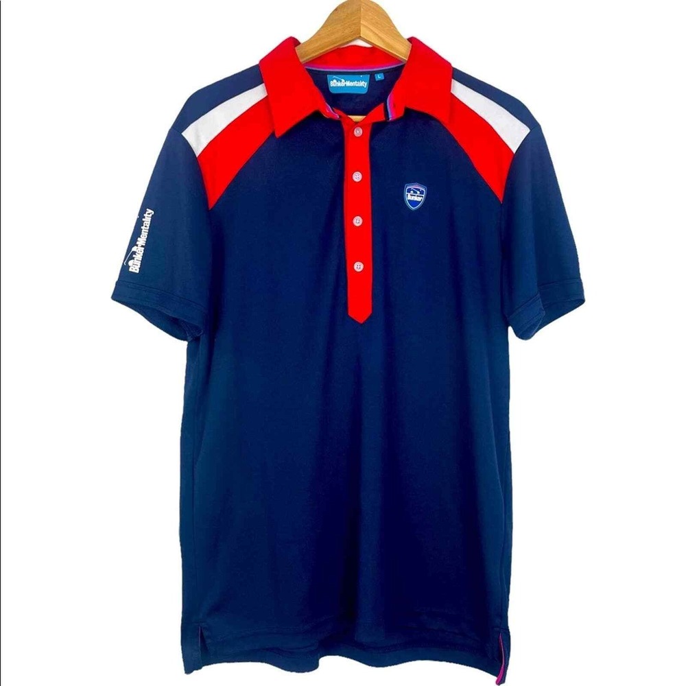 Bunker Mentality CMax BNKR Navy Color Block Golf Polo Large‎